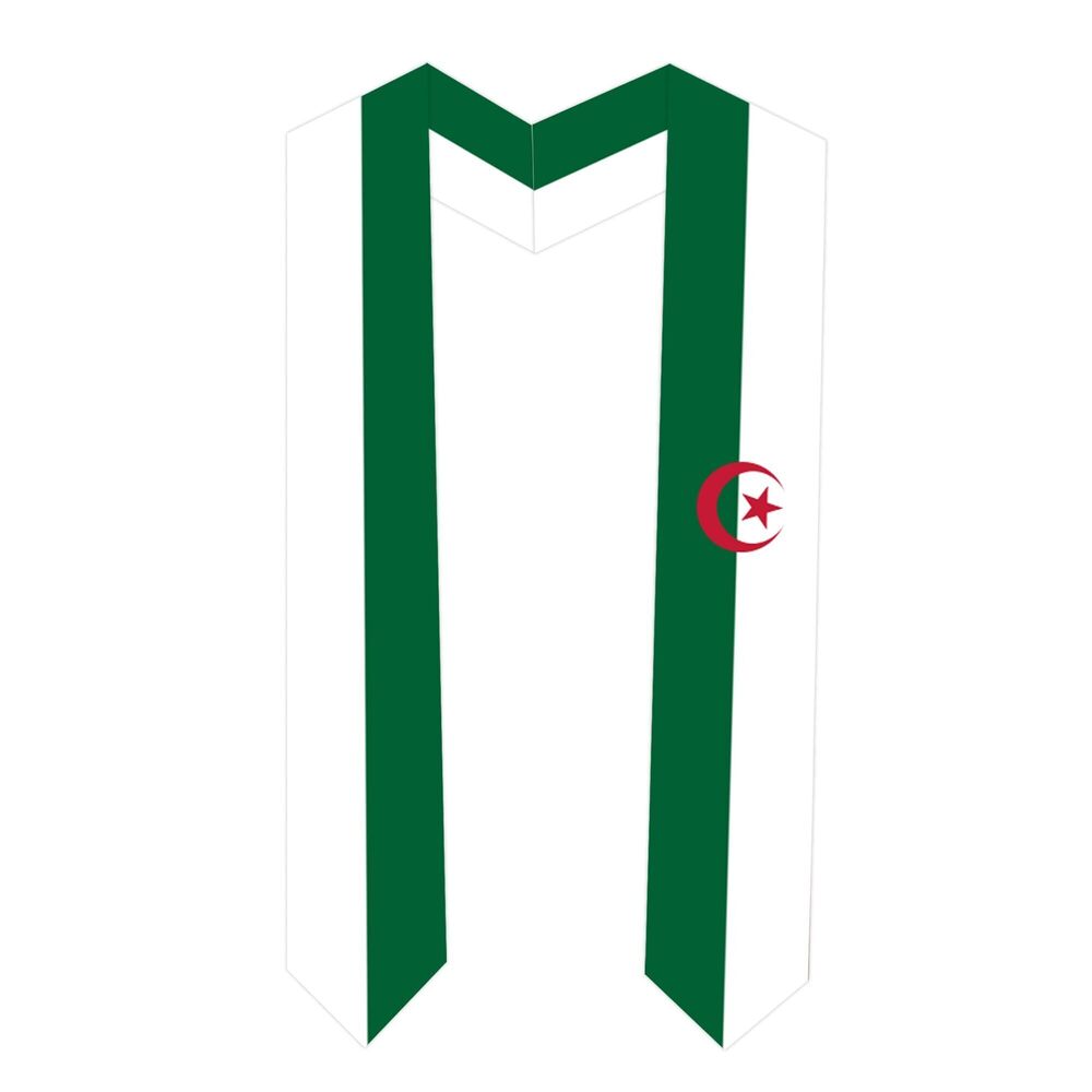 3942 Algeria Flag Graduation Sash Satin Scarf 72" Stole for Abroad Student